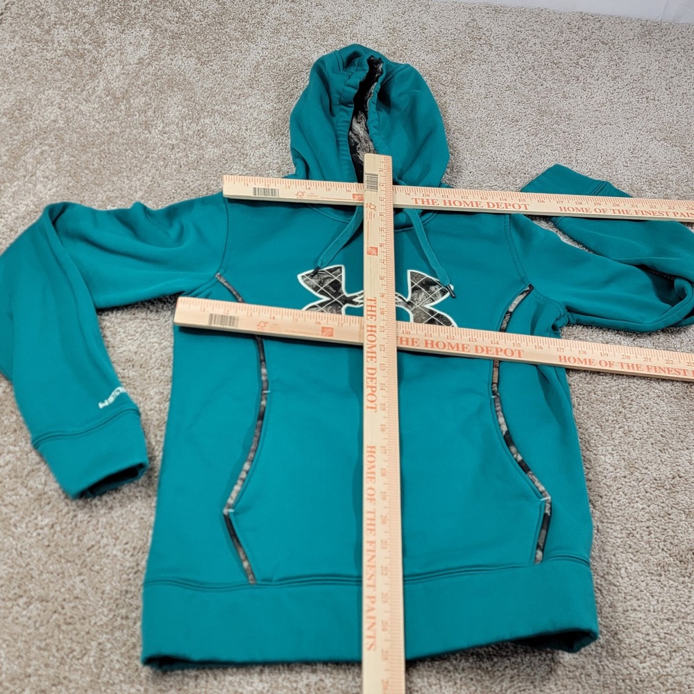 Under Armour Teal Camo Logo Storm Hoodie Sweatshirt Women's Size SM P - Picture 3 of 5